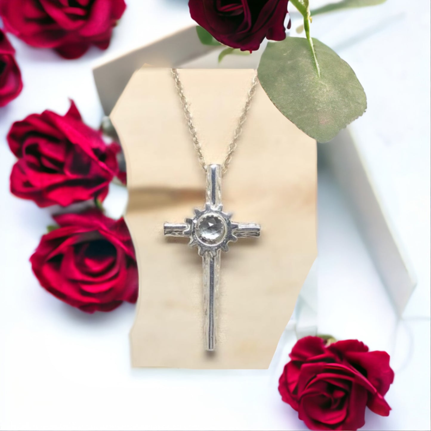 white topaz cross no143