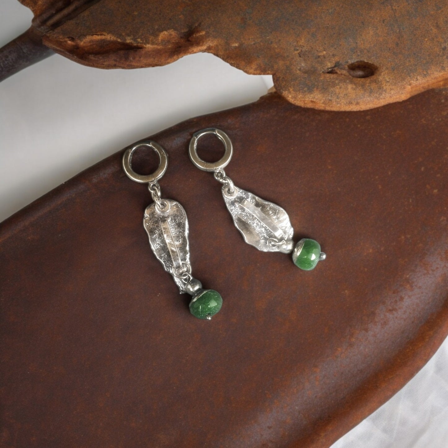 Green Agates earrings (no189)