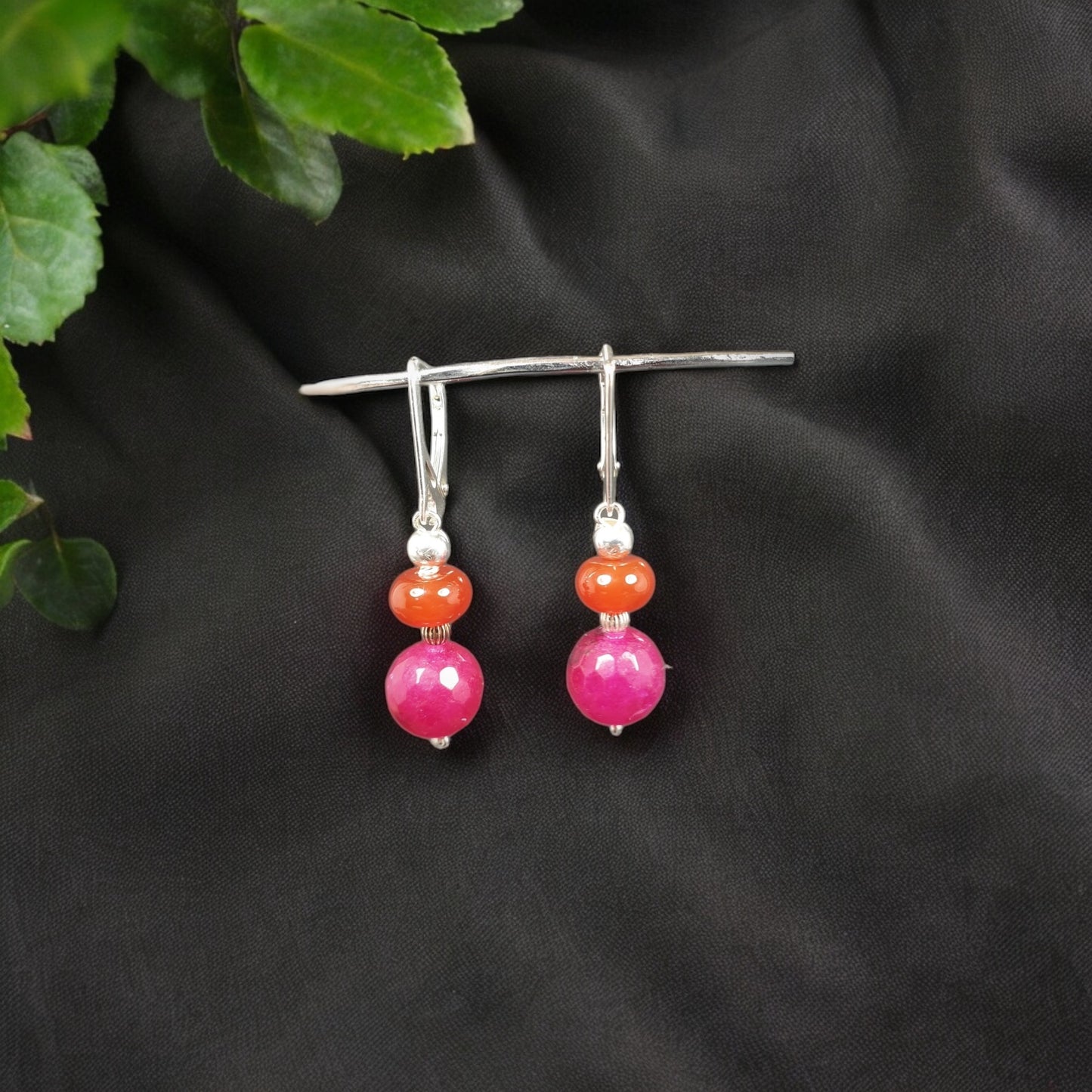 Carnelian & Agate earrings (no195)