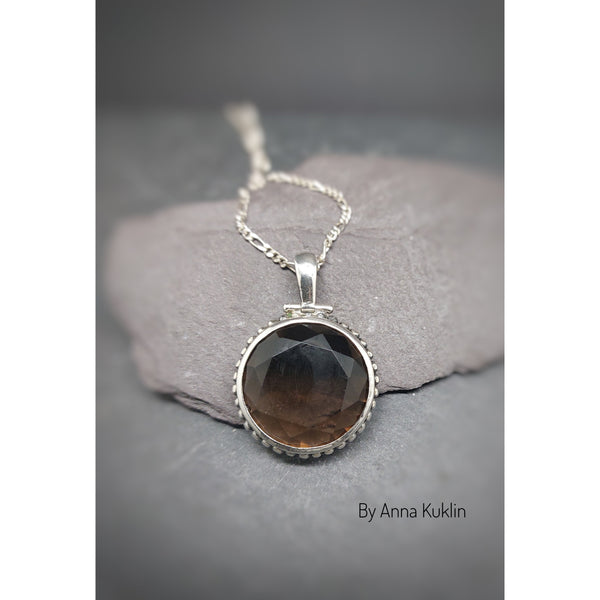 "Simplicity" sterling silver and smoky quartz. Elegant and unique piece.